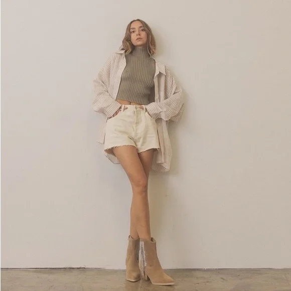 Rhinestone Fringe Ankle Cowboy Boots - Picture 4 of 5